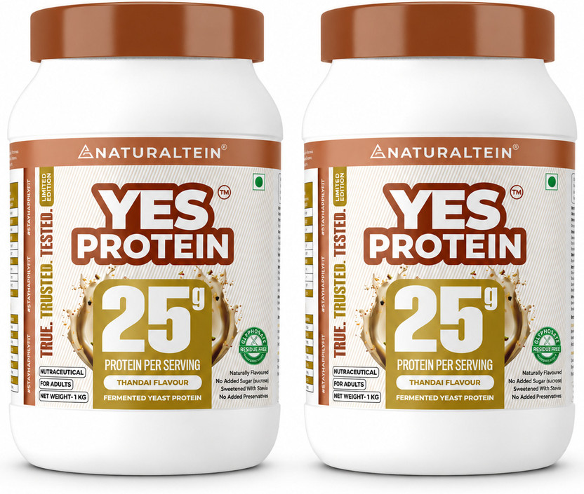 NATURALTEIN Fermented Yeast Protein Powder | 25g Protein Per Scoop | Vegan Plant Protein Plant-Based Protein(2 kg, Thandai)