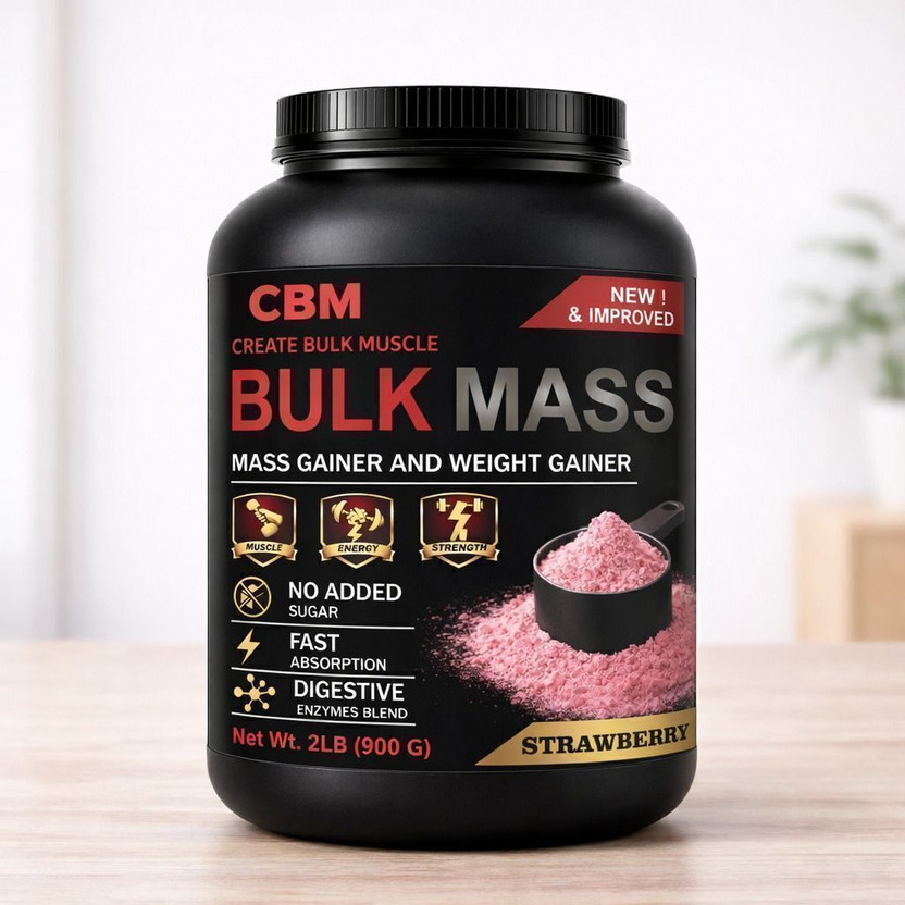 CBM Bulk Mass 2lb Strawberry 900GM Weight Gainers/Mass Gainers(120 g, Strawberry)