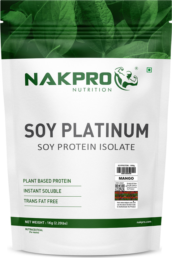 Nakpro Soy Platinum | Soy Protein Isolate | 27g Pro | Plant-Based Protein(1 kg, Mango)