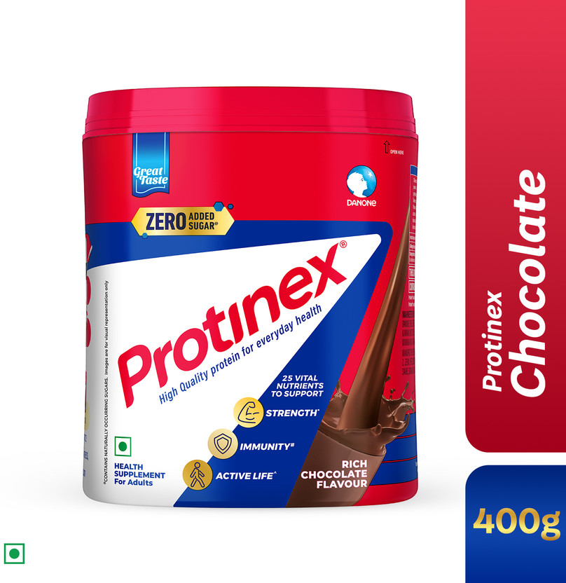 Protinex Rich chocolate | 40% daily protein with 200ml milk | Strong muscles | Zero sugar Whey Protein(400 g, Chocolate)