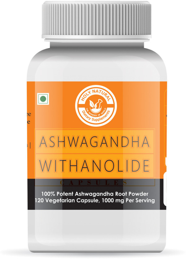 Holy Natural Ashwagandha Withanolide - 120 Veggie Capsules 1000 mg Per Serving Nutrition Bars(120 Capsules, Ashwagandha)