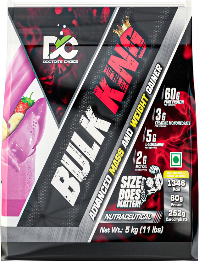DOCTOR'S CHOICE Bulk King Advanced Weight Gainers/Mass Gainers(5000 g, Strawberry Banana)