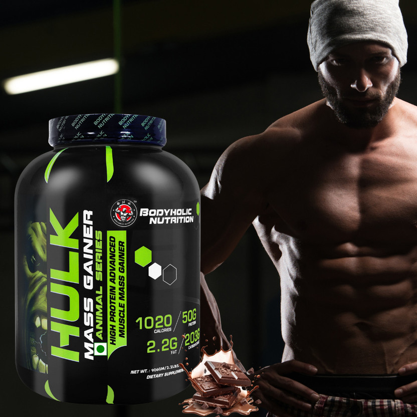 BODYHOLIC Nutrition Hulk Mass High Protein Advance Muscle Mass Weight Gainers/Mass Gainers(906 g, CHOCOLATE)