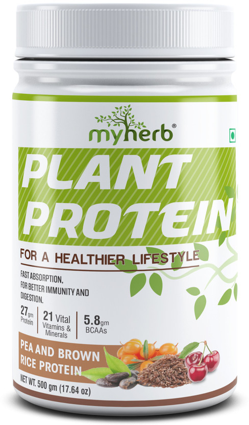 MYHERB Plant Protein Powder (Pea And Brown Rice Protein Powder) Vegan Protein Powder Plant-Based Protein(500 g, Chocolate)