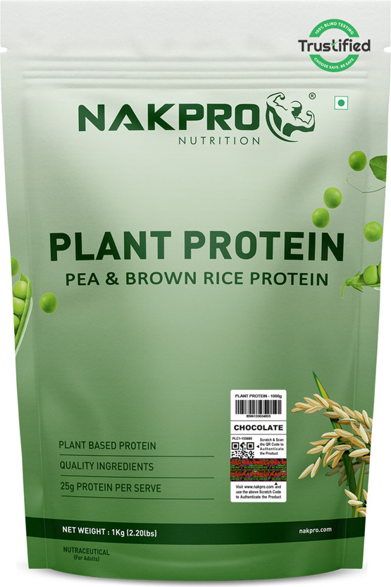 Nakpro Pea & Brown rice Blend Plant-Based Protein(1 kg, Chocolate)