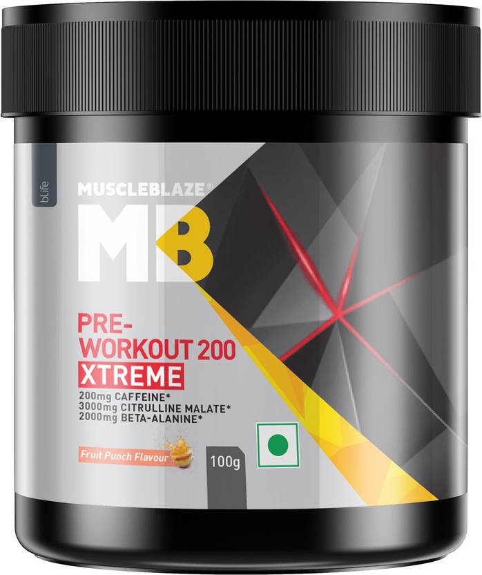 MUSCLEBLAZE Pre Workout 200 Xtreme, 200mg Caffeine, 2000mg Beta Alanine