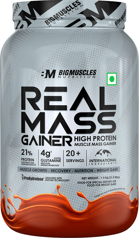 BIGMUSCLES NUTRITION Real Weight Gainers/Mass Gainers(1.5 kg, Chocolate)