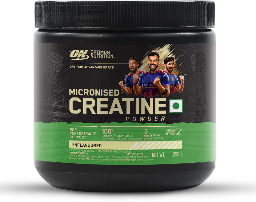 Optimum Nutrition (ON) RCB Limited Edition Micronized Creatine Monohydrate Powder, 83 Serves Creatine(250 g, Unflavored)
