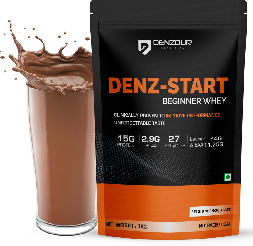 DENZOUR NUTRITION Denz-Start Beginner's Whey Protein Powder Whey Protein(1 kg, Belgium Chocolate)
