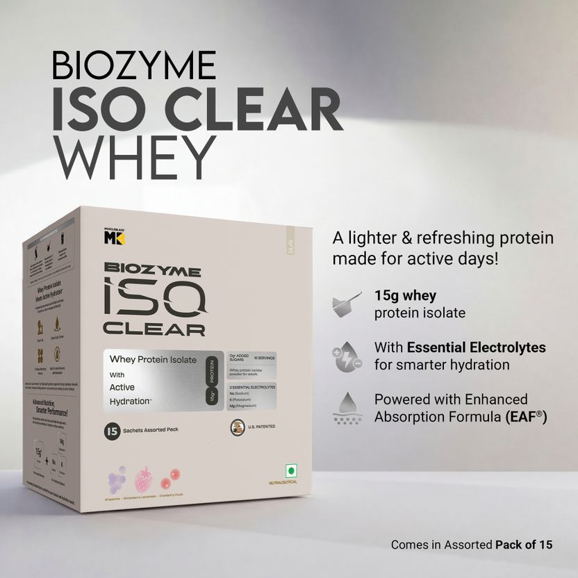 Biozyme Clear Whey Isolate Protein Powder | 15g Protein per Sachet | Travel Pack Whey Protein 2