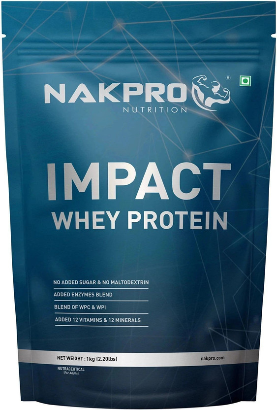 Nakpro Impact Whey Protein Isolate & Concentrate, 24g Protein, Trustified Certified Whey Protein(1 kg, Cookies & Cream)