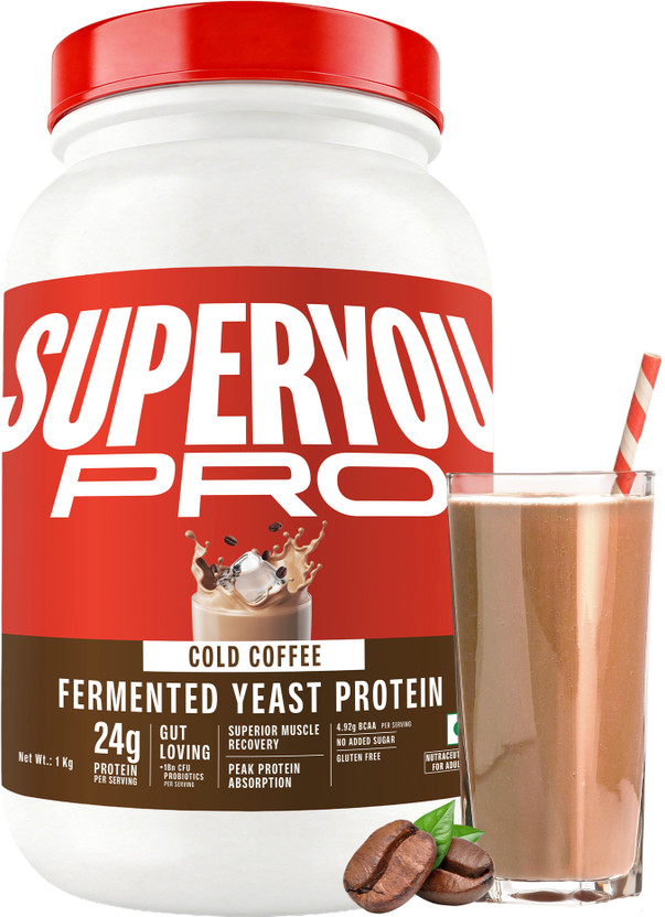 SUPERYOU SUPERYOU Pro Fermented Yeast Protein, 24g Protein, Gut Friendly, Superior Muscle Recovery Plant-Based Protein(1 kg, Coffee) - Flipkart Deal