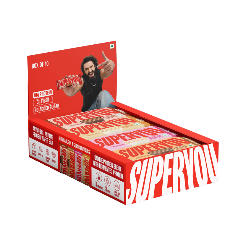 SUPERYOU Assorted 10g Protein Wafer Bar with 3g Fiber and 0 Added Sugar - (Pack of 10) Protein Bars(400 g, Assorted)