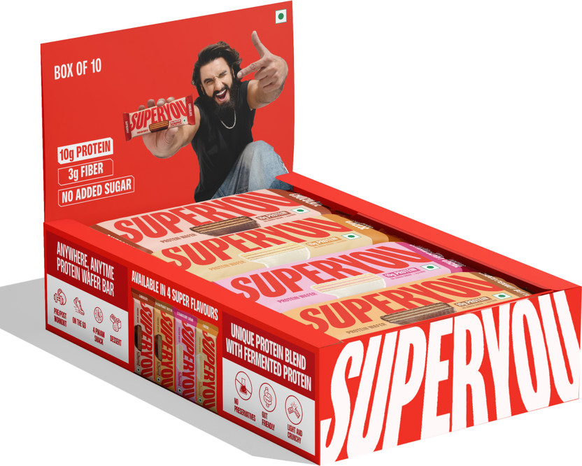 SUPERYOU Assorted 10g Protein Wafer Bar with 3g Fiber and 0 Added Sugar - (Pack of 10) Protein Bars(400 g, Assorted)