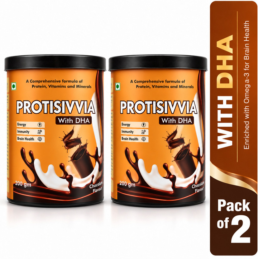 Protisivvia Chocolate Protein Health Drink Powder with DHA Protein Blends(400 g, Chocolate)