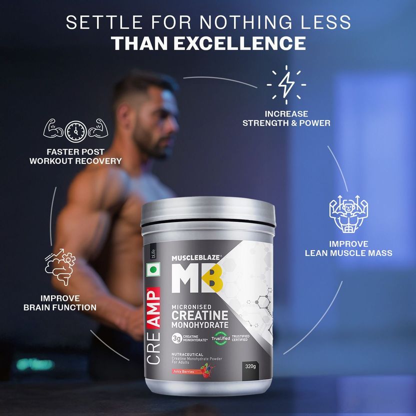 Micronised Creatine Monohydrate CreAMP Powder, Trustified Certified Creatine 3
