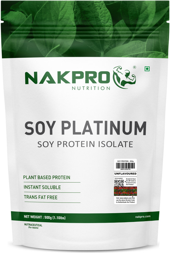 Nakpro Soy Platinum | Soy Protein Isolate | 30g Pro | Plant-Based Protein(500 g, Unflavoured)