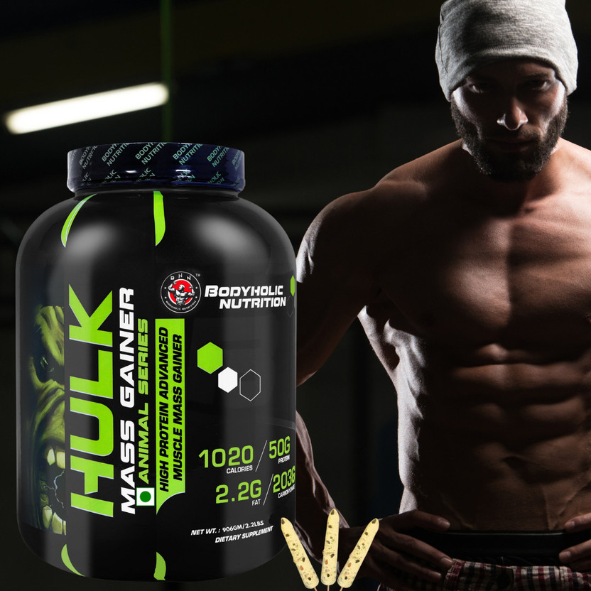BODYHOLIC Nutrition Hulk Mass High Protein Advance Muscle Mass Weight Gainers/Mass Gainers(906 g, KESAR KULFI)