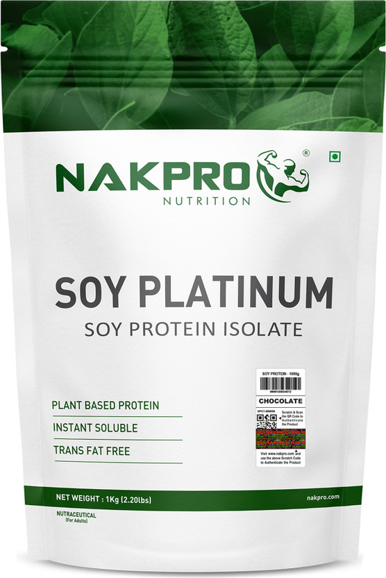 Nakpro Vegan Soy Protein Isolate 90%. Raw, Pure, Natural & Vegetarian Plant Protein Plant-Based Protein(1 kg, Chocolate)