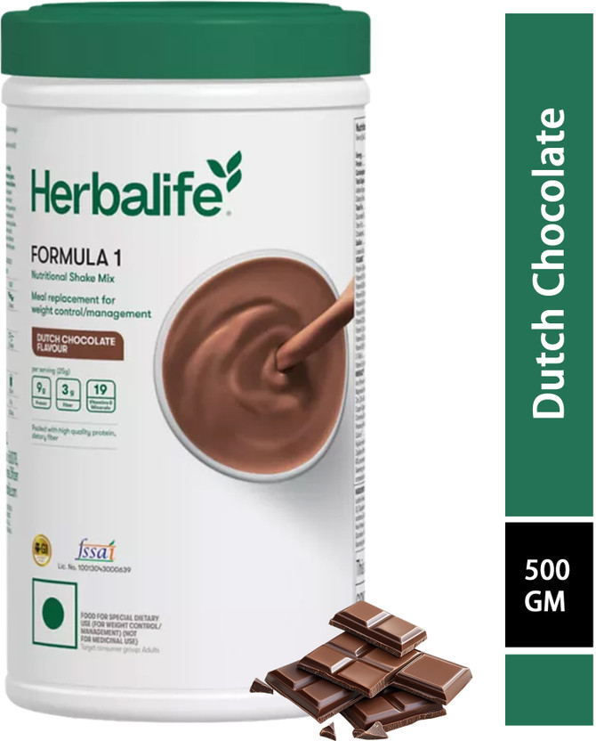 Herbalife Nutrition FORMULA-1 (DUTCH CHOCOLATE) 500GM Plant-Based Protein(500 g, DUTCH CHOCOLATE)