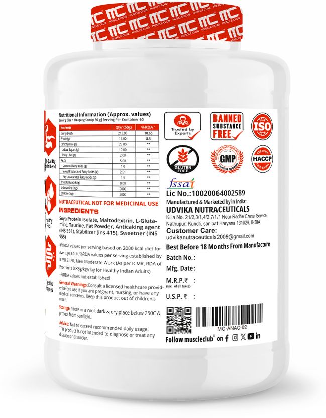 Anabolic Mass Gainer High-Calorie Weight Gainer with Protein Pista Kulfi Flavor Weight Gainers/Mass Gainers 2