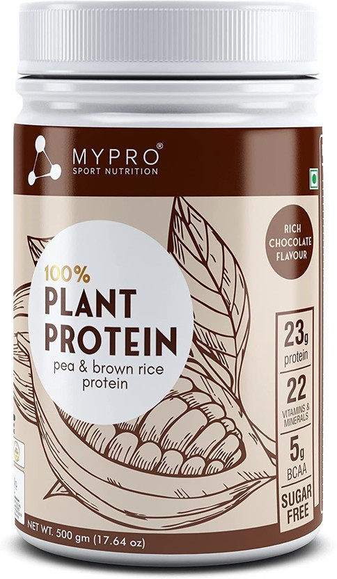 Mypro Sport Nutrition Plant Protein Powder Pea &Brown Rice Protein Plant Based Vegan Protein Supplement Plant-Based Protein(500 g, Chocolate)