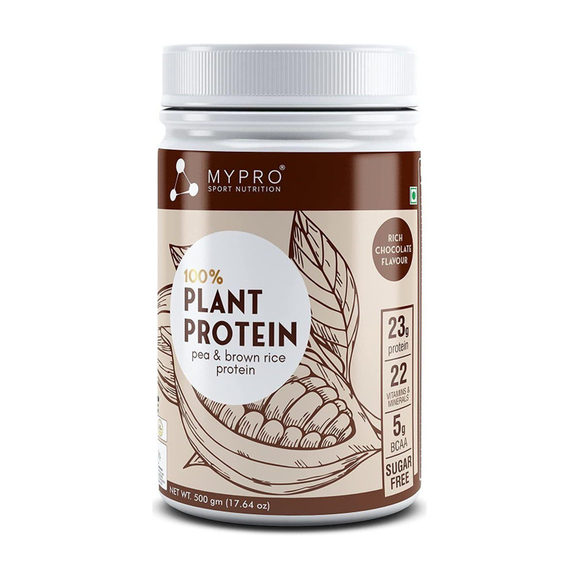 Mypro Sport Nutrition Plant Protein Powder Pea &Brown Rice Protein Plant Based Vegan Protein Supplement Plant-Based Protein(500 g, Chocolate)
