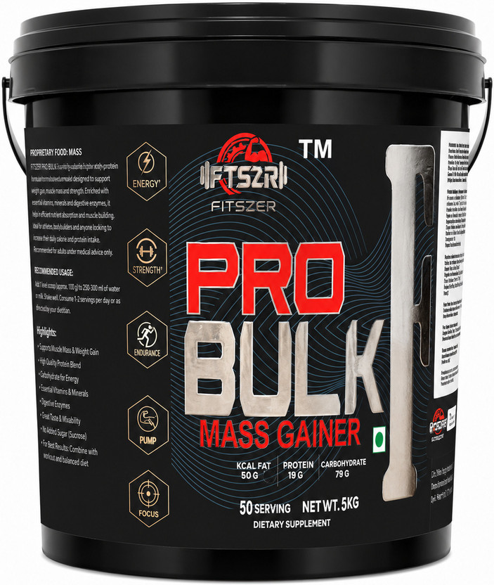 fitszer Pro Bulk Mass Gainer Strawberry Flavor Weight Gainers/Mass Gainers(5 kg, Strawberry)