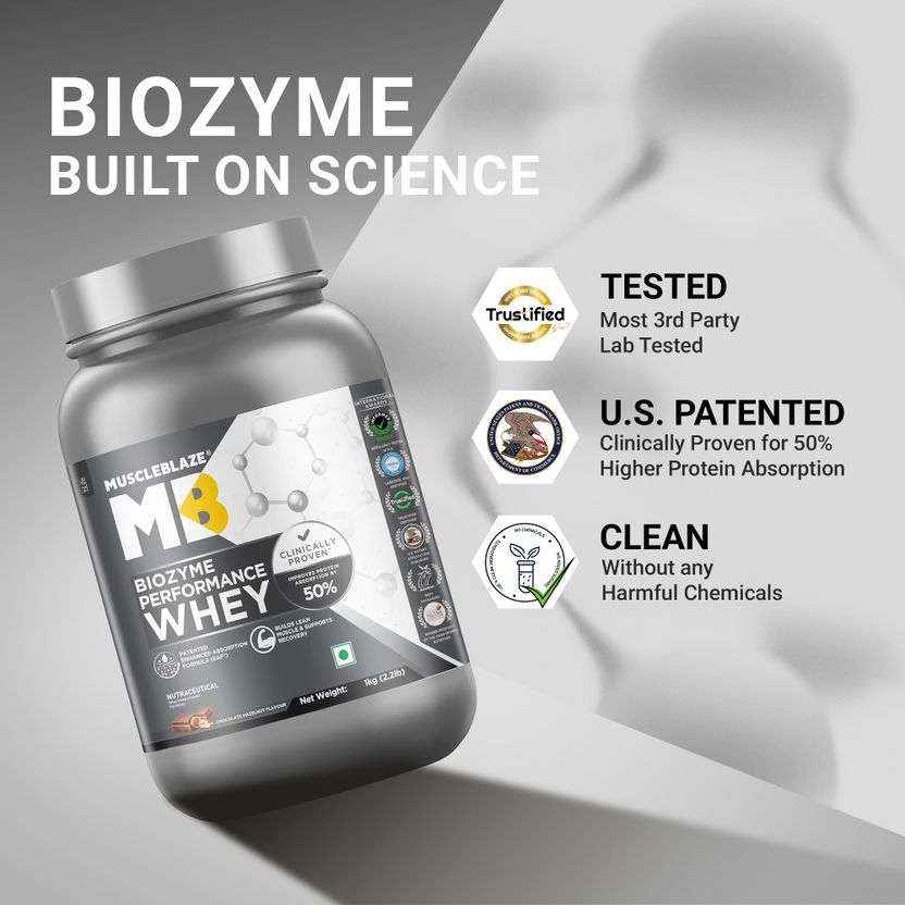 Biozyme Performance Whey Protein Powder, 25g Protein & Gym Steel Shaker Whey Protein 3