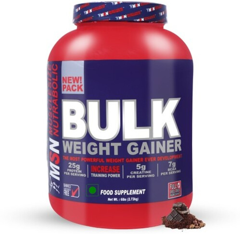 MUSCLE SIZE Bulk Mass Gainer For Bulk Gain 6lbs Weight Gainers/Mass Gainers(2.72 kg, CHOCOLATE)