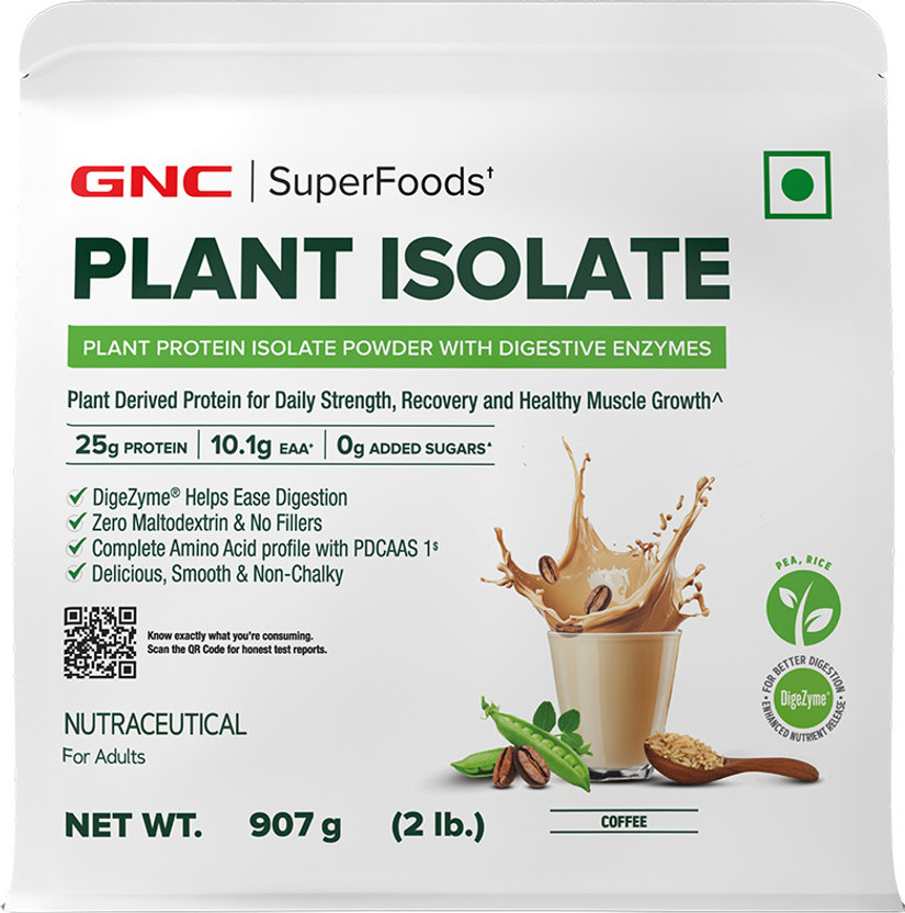 GNC Superfoods Plant Isolate Plant-Based Protein(0.9 kg, Coffee)