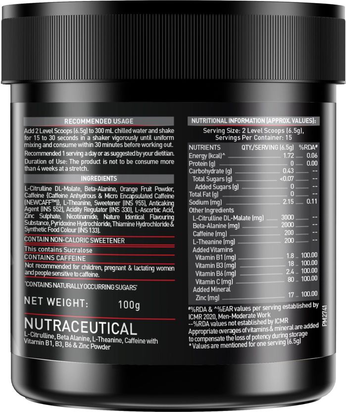 200 Xtreme, 200mg Caffeine, 2000mg Beta Alanine, 3000mg Citrulline Pre Workout 3