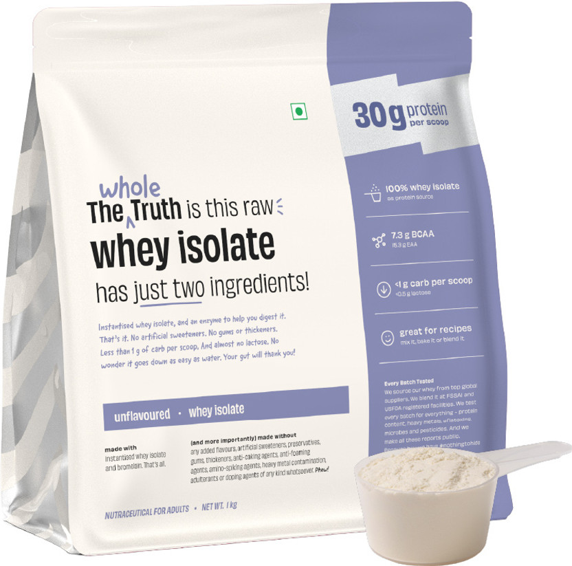 The Whole Truth Whey Protein(1 kg, Unflavoured Isolate 30g)