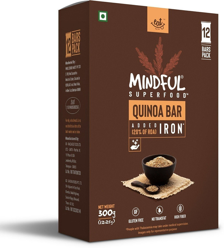 Eat Anytime Healthy Energy Quinoa Bar | Gluten Free & High Fiber-(12Pcs.x 25g) Nutrition Bars(300 g, Quinoa Millet)