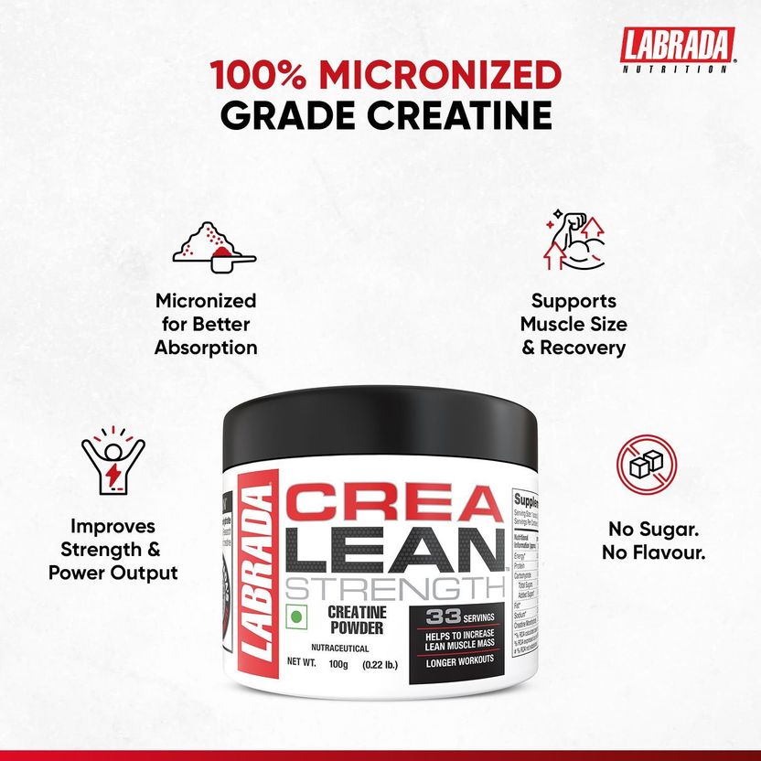 CreaLean� Unflavoured |Strength Creatine Powder | 0 Sugar | 33 Servings Creatine 2