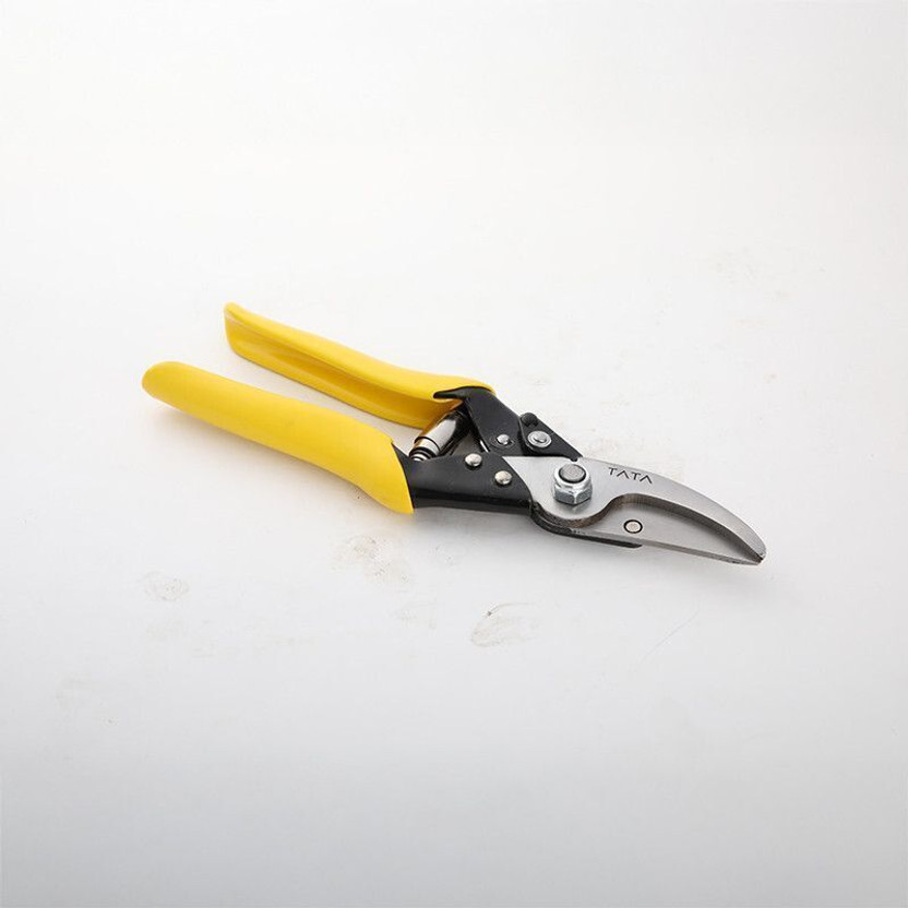 TATA AGRICO GTS006 Garden Sharp scissor with grip - handle | Plant Branch cutter( Yellow Colour) Bypass Pruner(Corded)
