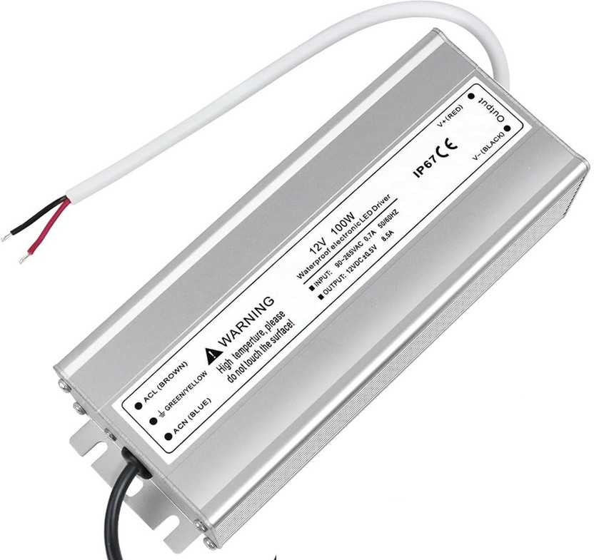 3REE LED Power Supply 100W 12V DC 8.5a Transformer thinner and Durable 100 Watts Server PSU with 2 SATA Cables(White)