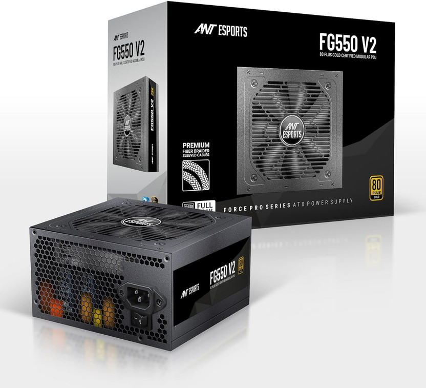 Ant Esports FG550 Gold V2 120mm Silent fan 550 Watts Gaming PSU with 4 SATA Cables(Black)