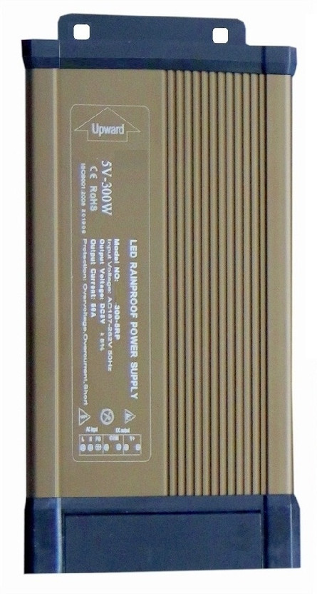 BALRAMA 5V 60A 300Watt Rainproof LED Power Supply AC DC Converter 5 Volt SMPS Adaptor 300 Watts Computer PSU with 6 SATA Cables(GOLDEN)