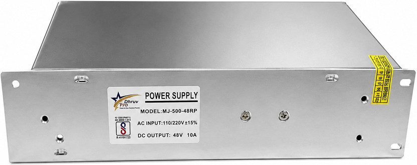 DHRUV-PRO Led Indicator 48 Volt / 10 Amp DC Output Power Supply Metal Case Type Power Supply Adaptor for multipurpose use AC Input 100/240vAC 480 Watts Computer PSU with 7 SATA Cables(Silver)