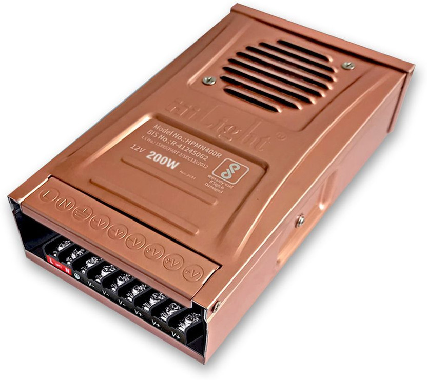 Hilight Rainproof Power Supply / SMPS 200 Watt 12V for Advertising Agencies 200 Watts Computer PSU with 2 SATA Cables(Black & Champion Gold)