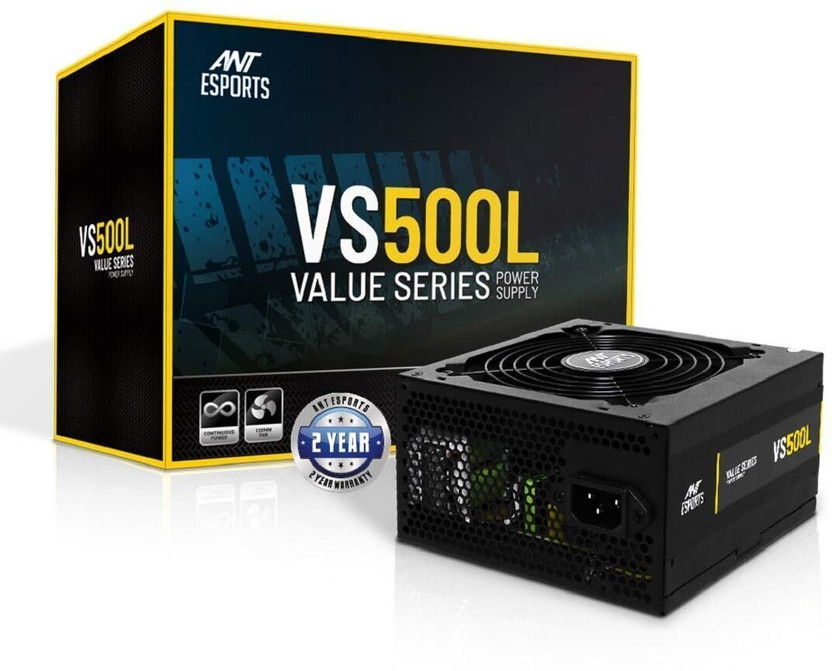 Ant Esports VS500L 500 Watts Gaming PSU with 4 SATA Cables(Black)