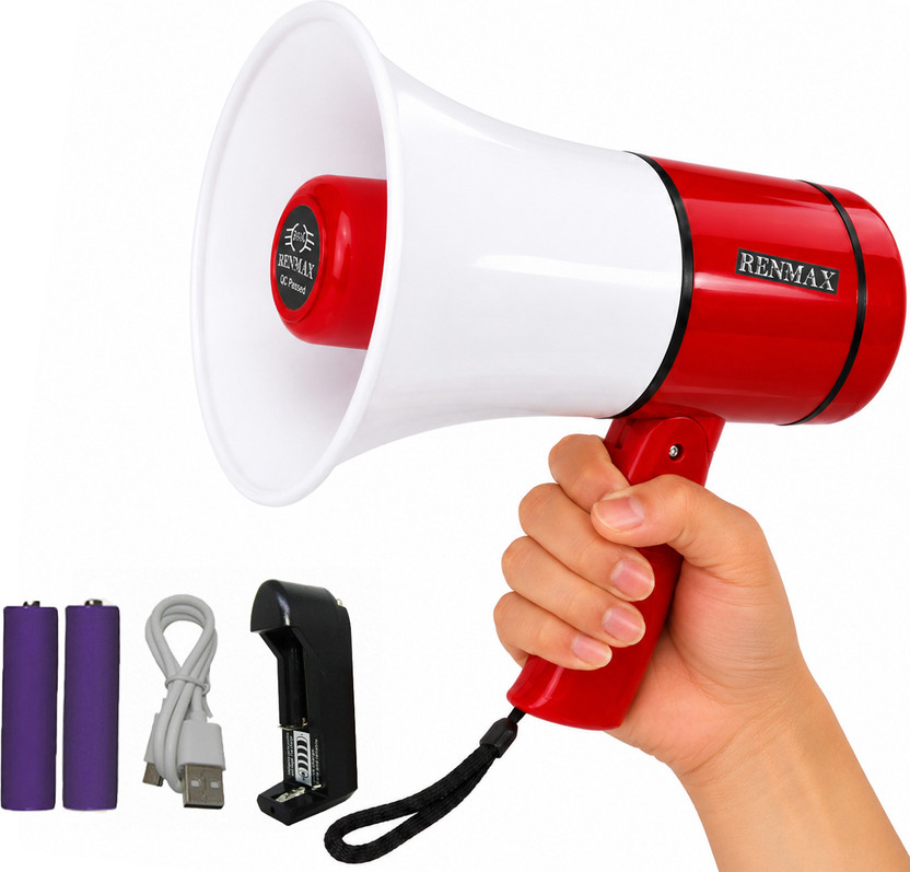RENMAX Rechargeable Portable Bluetooth Horn Megaphone With Multi Voice Dual Battery-127II Outdoor, Indoor PA System(300 W)