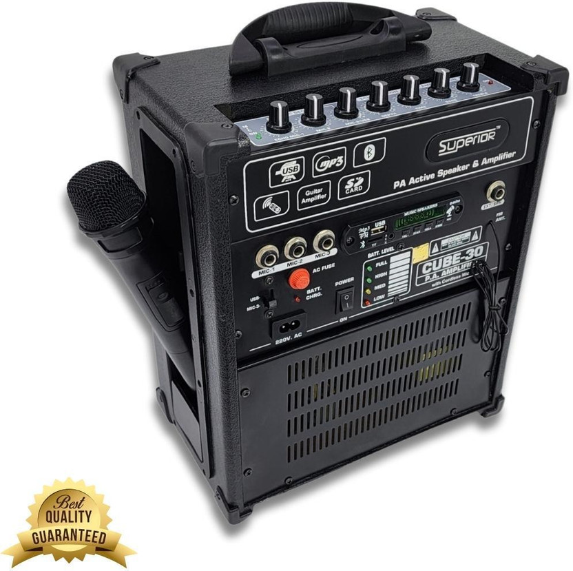 Superior ™C-30 Professional Guitar Amplifier, Portable Cube Amplifier with UHF Cordless Mic ,Karaoke,40 Watts RMS,Bluetooth Indoor, Outdoor PA System(40 W)