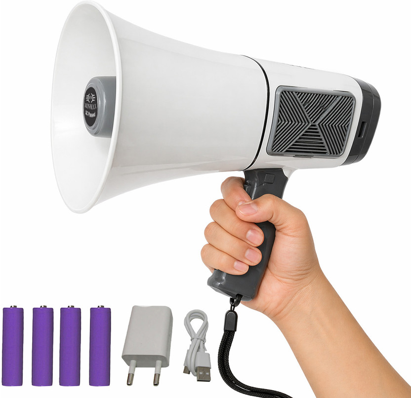 RENMAX Loud Sound 300W Foldable Handle USB Charger Portable Rechargeable Megaphone 4-Battery Bluetooth USB K-128 Indoor, Outdoor PA System(300 W)