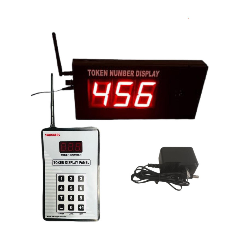 KK MART 3 Digit Wireless Token Display System with Dual Multi Voice Announcement (Ding Dong, English, Hindi, Marathi, English+Hindi, English+Marathi) Indoor PA System(75 W)