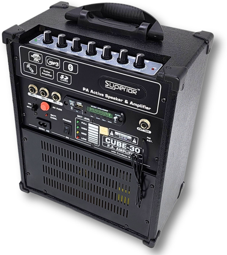 Superior ™C-30 Professional Guitar Amplifier, Portable Cube Amplifier with UHF Cordless Mic ,Karaoke,40 Watts RMS,Bluetooth Indoor, Outdoor PA System(40 W)