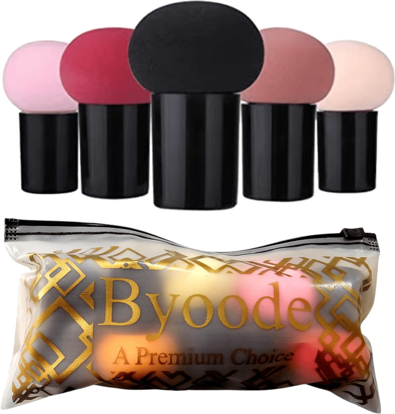 Byoode Mushroom Shape 5 Piece Beauty Blender , Sponge Puff With Small makeup bag