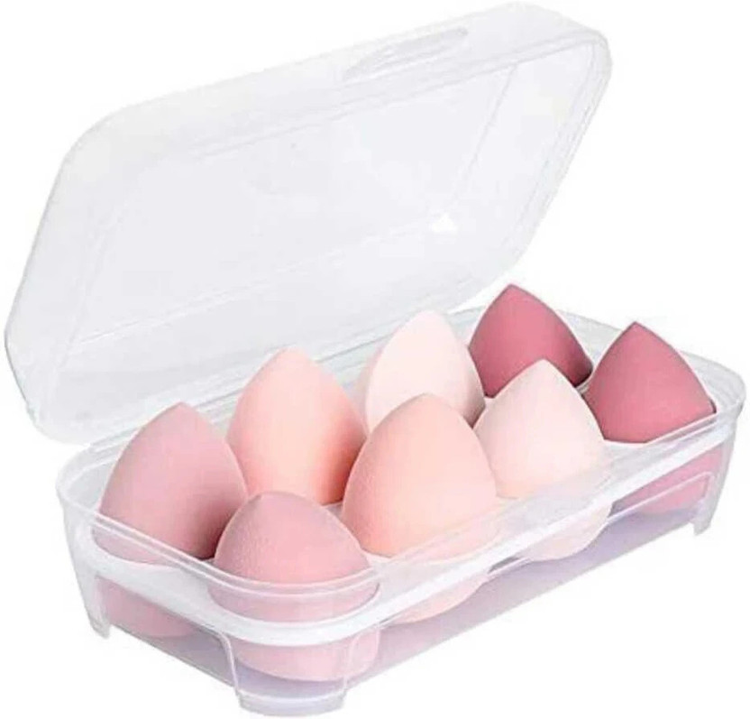 My Colors Makeup Sponge & Beauty Blender with Egg Case Holder, Multicolors Puff 8 Pcs Set,