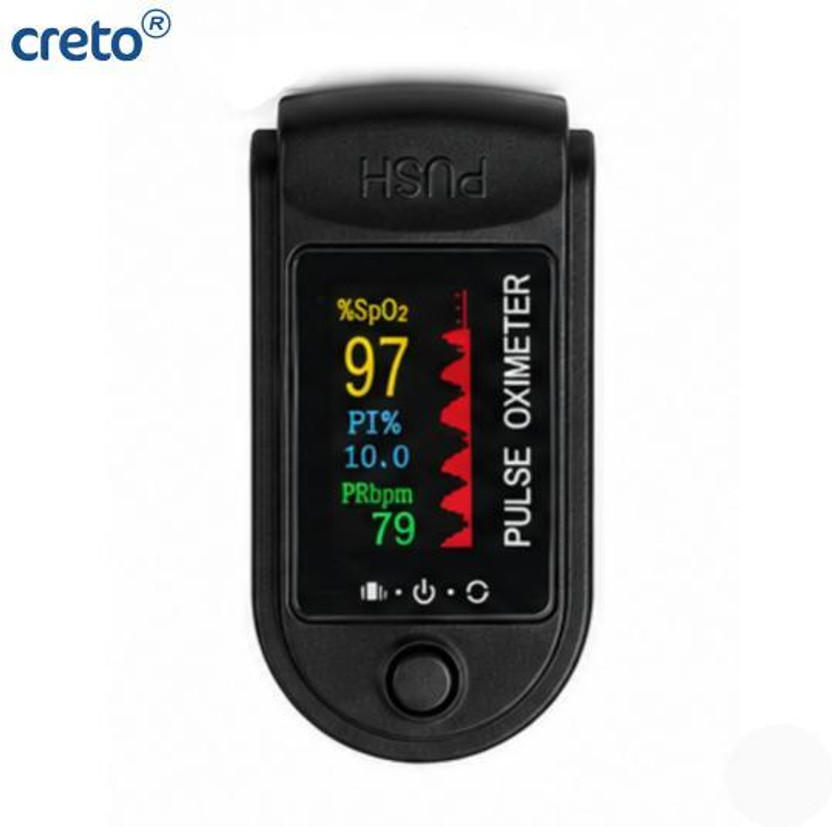 CRETO Black Pulse Oximeter with Reliable SpO2 Monitoring and TFT Color Screen Pulse Oximeter(Black)